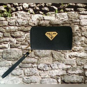 Baby Phat wallet. Black and gold. With wristlet strap